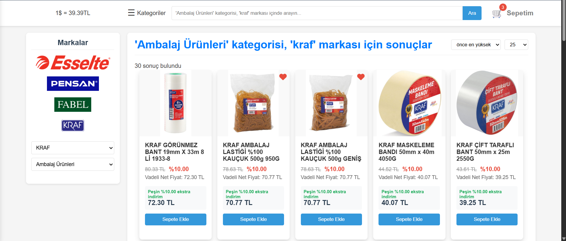 B2B Ürün Listesi